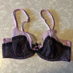 Agent Provocateur sheer lavender & black lace bra 34D